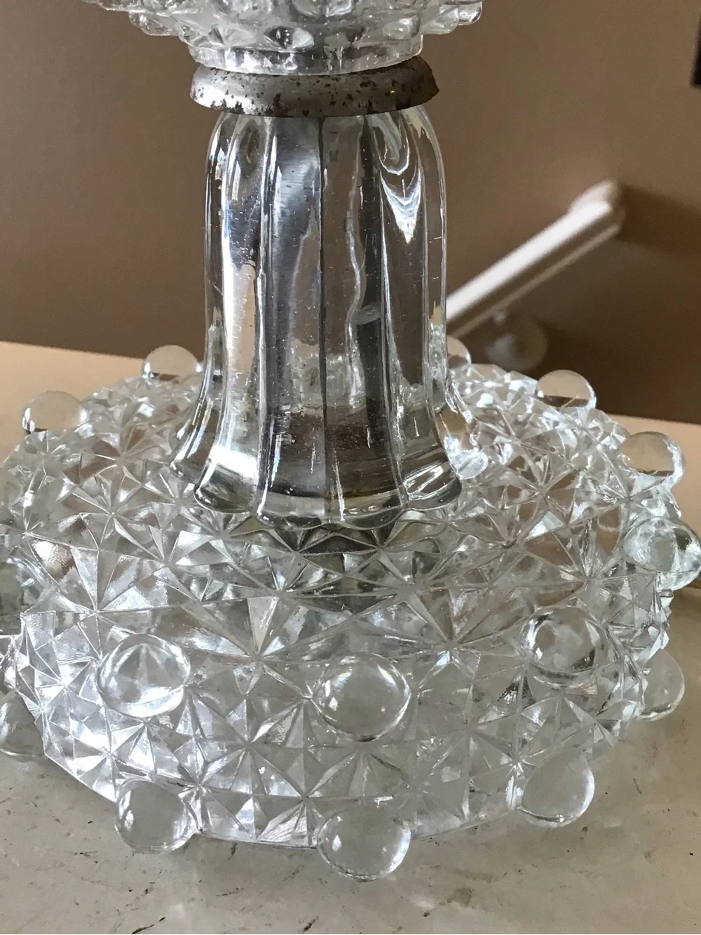 Vintage 1950s Hobnail Clear Glass Boudoir Vanity Table Lamp